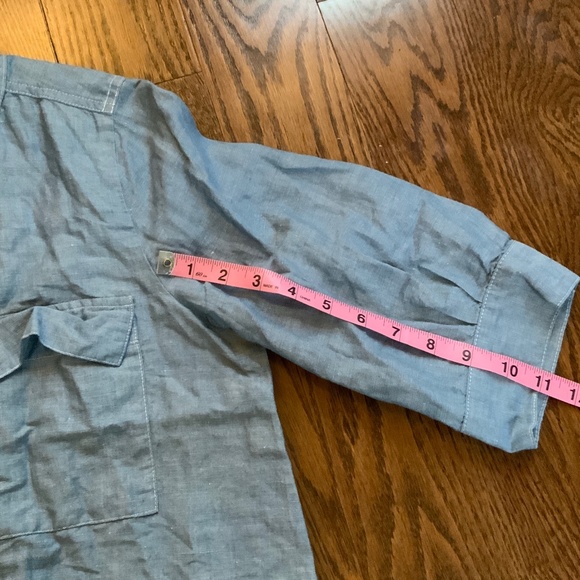 ANN TAYLOR Cotton Linen Chambray Top Light Blue . Size M. - Picture 8 of 9
